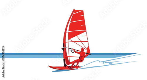 Dynamic Windsurfing Action Illustration Capturing Speed and Adventure