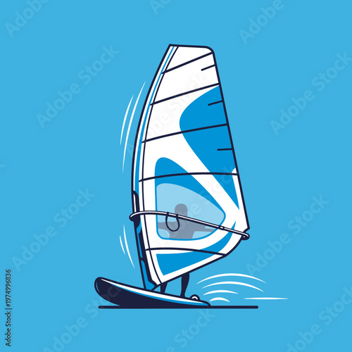 Dynamic Windsurfing Action Illustration Capturing Water Sport Thrills
