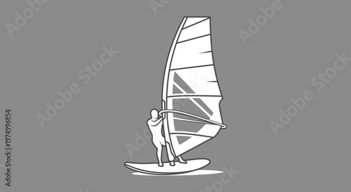 Dynamic Wind Surfer In Minimalist Graphic Style
