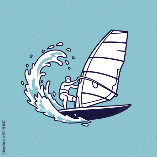 Dynamic Windsurfing Action Illustration Nautical Sport Adventure