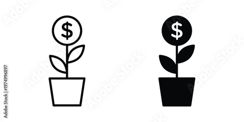 Investment tree icon on white background. linear pictogram. Flat symbols