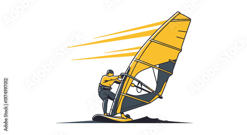 Dynamic Windsurfer Riding Waves Captures Thrilling Aquatic Adventure Sport