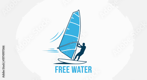 Dynamic Windsurfer Riding Waves Free Water Adventure