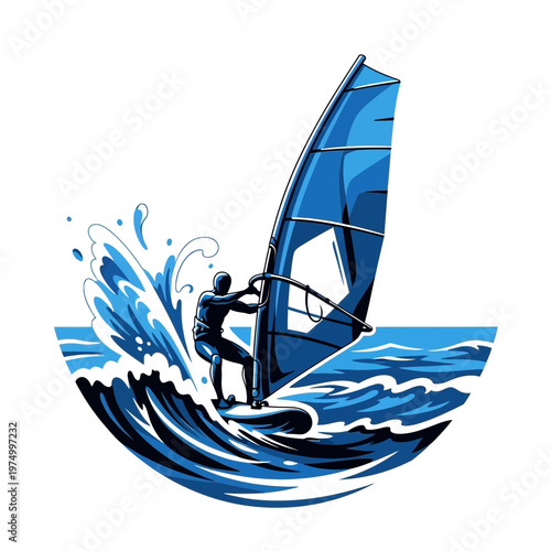 Dynamic Windsurfing Action Shot Capturing Thrilling Ocean Sport Adventure