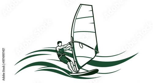 Dynamic Windsurfing Action Silhouette Graphic Design