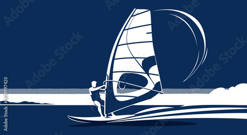 Dynamic Windsurfing Silhouette Capturing Ocean Adventure