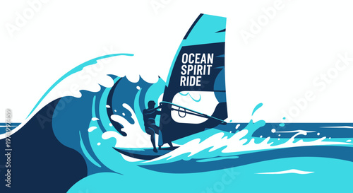 Dynamic Windsurfing Silhouette Capturing Ocean Spirit On Waves