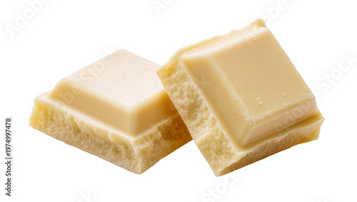 Foto Isolated delicious broken chunks of sweet white chocolate, a delightful confecti