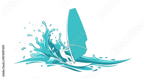 Dynamic Windsurfing Silhouette Capturing Ocean Wave Splash