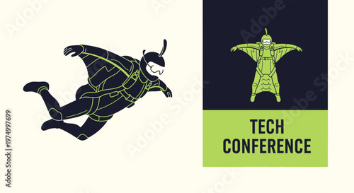 Dynamic Wingsuit Flyer Concept For Tech Conference Promotion