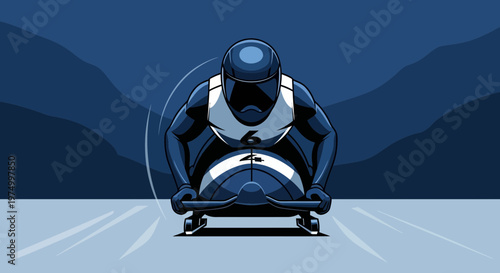 Dynamic Winter Sport Athlete Speeding Down an Icy Track