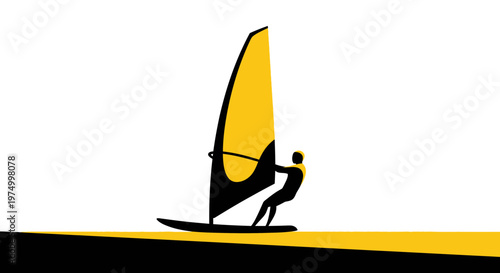 Dynamic Windsurfing Athlete Riding Waves With Vibrant Sail