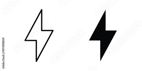 Lightning icon on white background. linear pictogram. Flat symbols