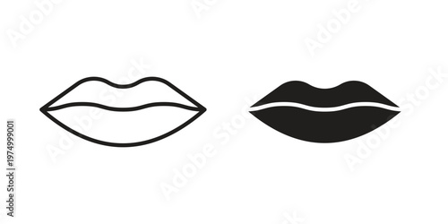 Lips icon on white background. linear pictogram. Flat symbols