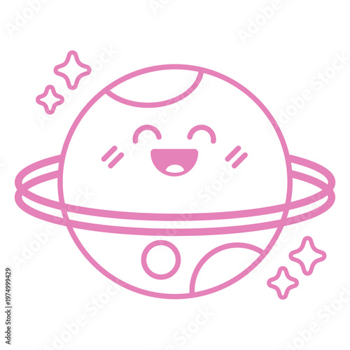 Space planet stroke cartoon character