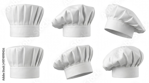Foto Assorted White Toque Blanche Chef Hats in Multiple Views