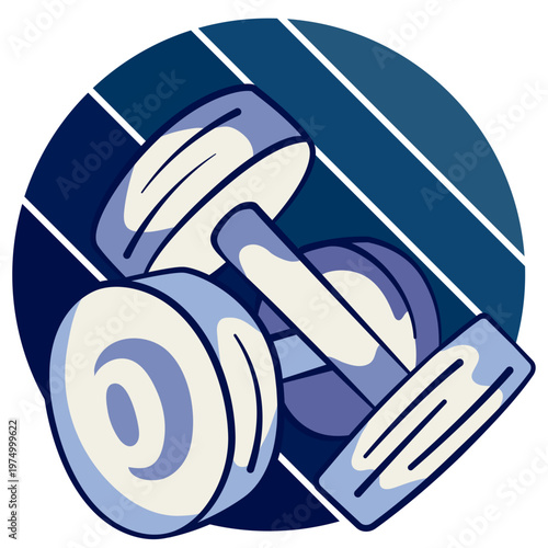 Two dumbbells on a blue background