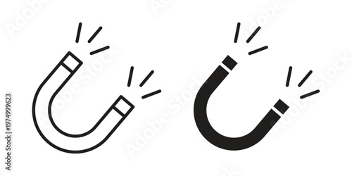 Magnet icon on white background. linear pictogram. Flat symbols