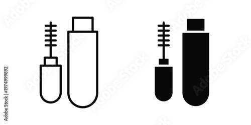 Mascara brush icon on white background. linear pictogram. Flat symbols