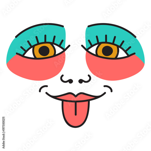 Cartoon face with a tongue sticking out