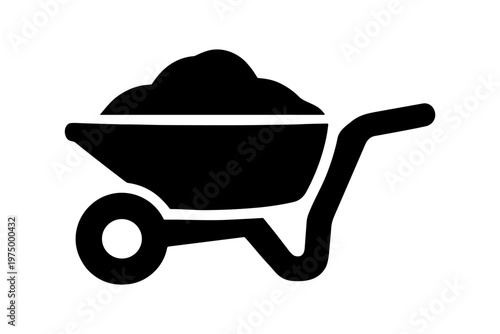 Wheelbarrow construction supply solid black icon vector illustration