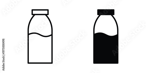 Milk bottle icon on white background. linear pictogram. Flat symbols