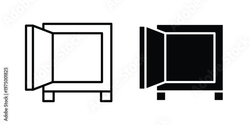 Open safe icon on white background. linear pictogram. Flat symbols