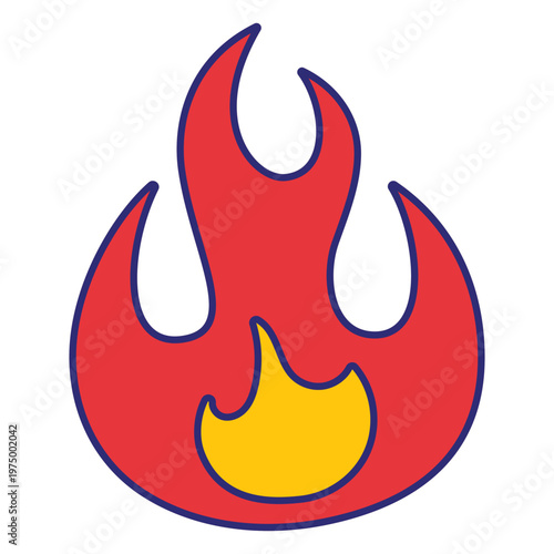 Bonfire &amp; flame color stroke icon