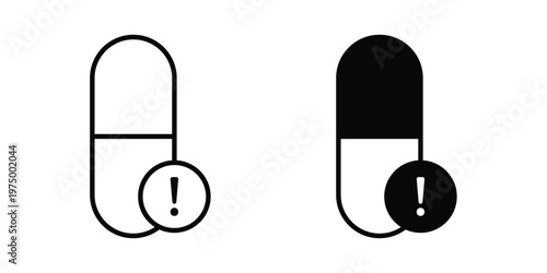 Overdose icon on white background. linear pictogram. Flat symbols