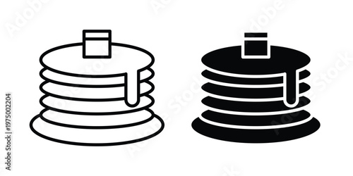 pancakes icon on white background. linear pictogram. Flat symbols