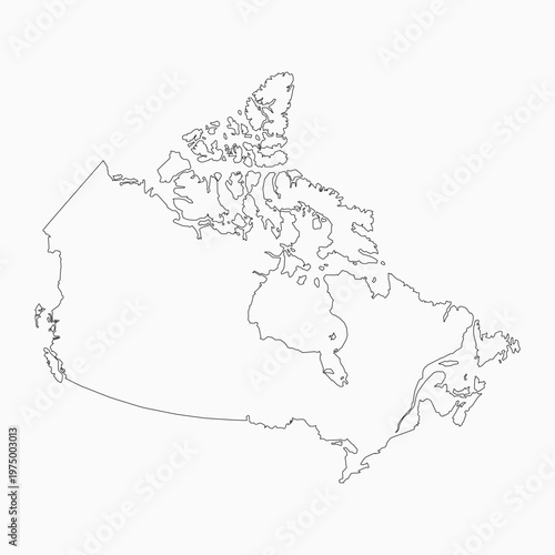 Vector outline map of Canada, line border country