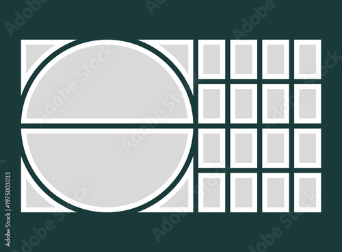 Template collage of eighteen frames, images, photo