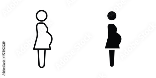 Pregnancy icon on white background. linear pictogram. Flat symbols