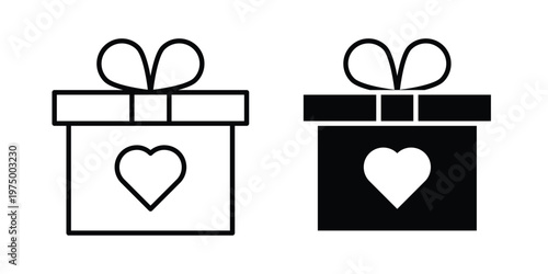 Present box icon on white background. linear pictogram. Flat symbols