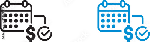 Subscription billing icon set, automatic payment, monthly billing cycle, invoice icons, finance dashboard vector collection, multipurpose design elements