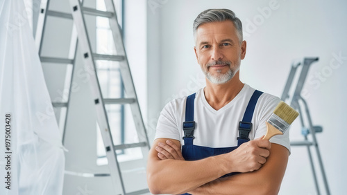 Painter Holding Brush Indoors