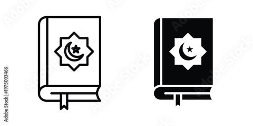 Quran book icon on white background. linear pictogram. Flat symbols