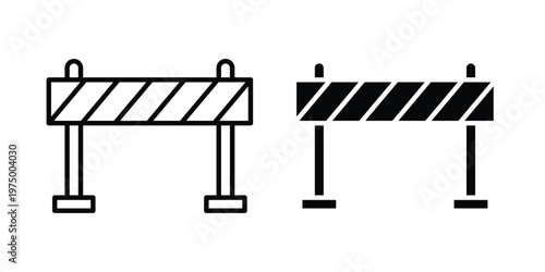 Roadblock icon on white background. linear pictogram. Flat symbols