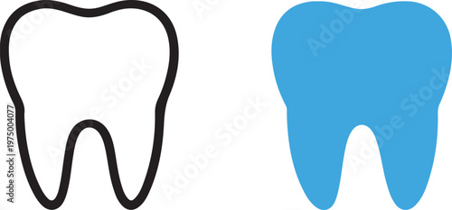 Tooth Icon Dental Clinic Logo – Human Teeth Vector Illustration, Blue Dentistry Logotype, Oral Hygiene Concept, Dentist Sign and Molar Enamel Symbol Pictogram Design