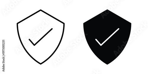 Shield check icon on white background. linear pictogram. Flat symbols