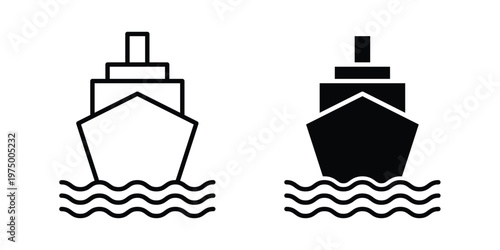 Ship icon on white background. linear pictogram. Flat symbols