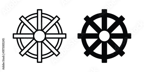 Ship wheel icon on white background. linear pictogram. Flat symbols