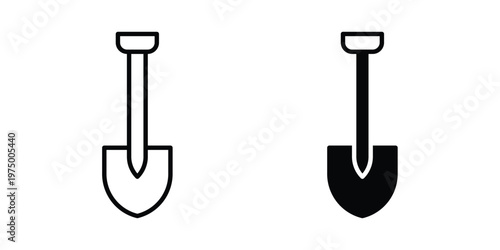 Shovel icon on white background. linear pictogram. Flat symbols