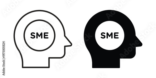 SME icon on white background. linear pictogram. Flat symbols