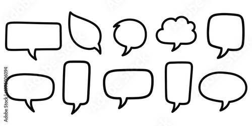 Title collection of hand drawn speech bubbles and comic book dialogue boxes description a set of various shaped empty speech bubbles in a