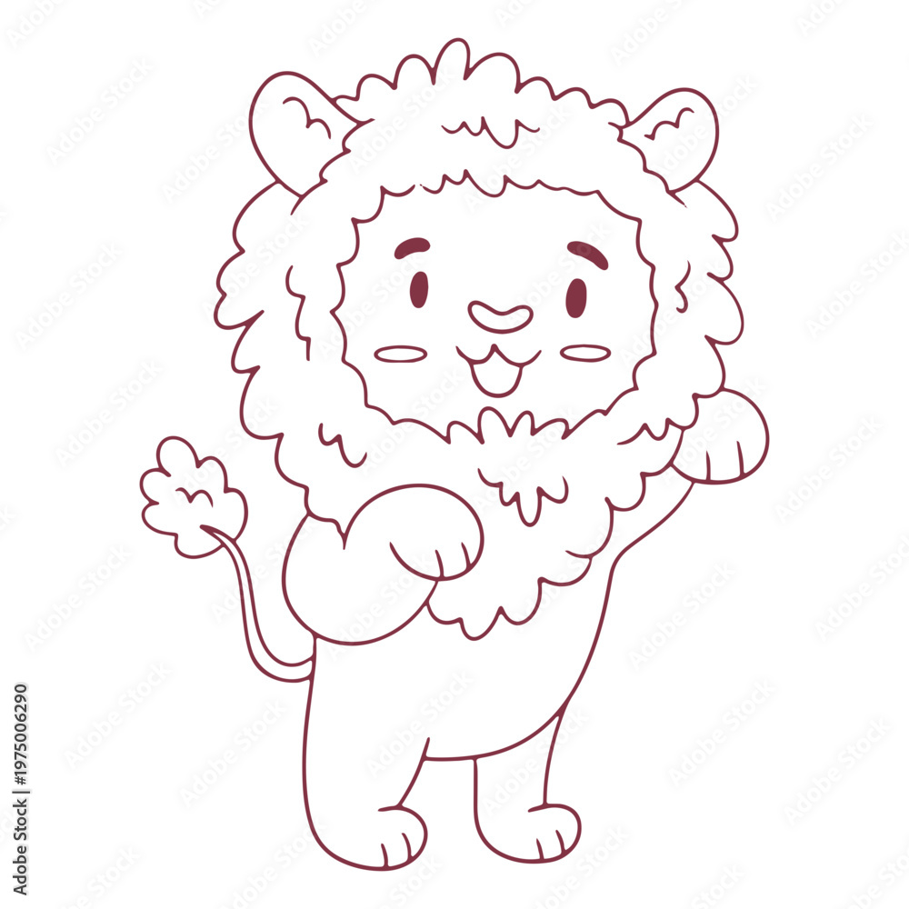 Obraz premium Cute standing lion animal stroke