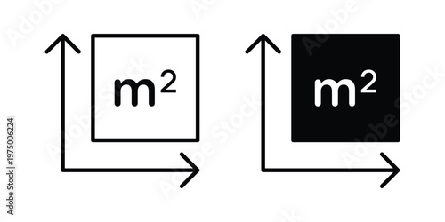 Square Meter icon on white background. linear pictogram. Flat symbols