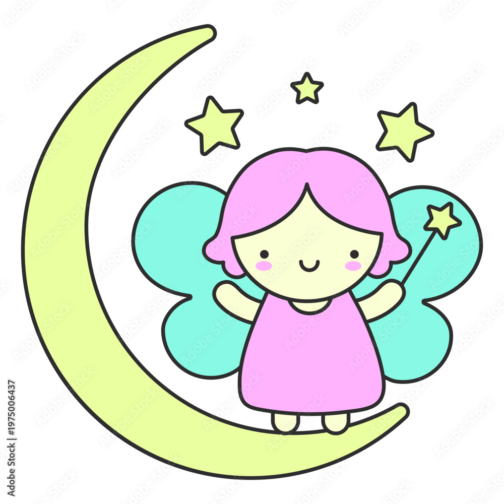Fototapeta premium Little angel on the moon