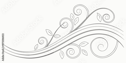 Elegant floral swirl design element with leaves and curls