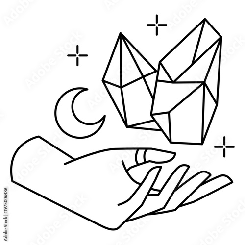Moon and polyhedrons on one hand